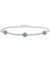 Macy's Lab Grown Emerald (5/8 Ct. T.w.) And White Sapphire (2-1/6 Ct. T.w.) Cluster Link Bracelet In Sterli In Green