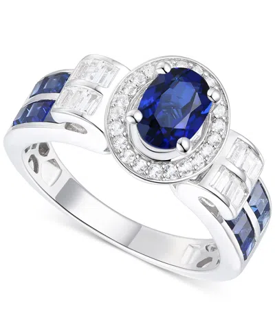 Macy's Lab-grown Emerald (7/8 Ct. T.w.) & Lab-grown White Sapphire (1/3 Ct. T.w.) Statement Ring In 14k Gol