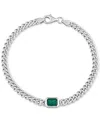 Macy's Lab-grown Emerald Curb Link Bracelet (7/8 Ct. T.w.) In Sterling Silver In Emerald