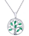 Macy's Lab Grown Emerald Family Tree 18" Pendant Necklace (1/2 Ct. T.w.) In Sterling Silver In Emerald