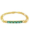 MACY'S LAB-GROWN EMERALD FIVE STONE FIGARO LINK BRACELET (2-1/4 CT. T.W.) IN YELLOW-PLATED STERLING SILVER