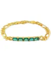 Macy's Lab-grown Emerald Five Stone Figaro Link Bracelet (2-1/4 Ct. T.w.) In Yellow-plated Sterling Silver In Emerald