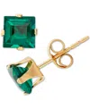 Macy's Lab-grown Emerald Stud Earrings (1 Ct. T.w.) In 14k Gold In Emerald
