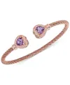 Macy's Lapis & White Topaz (1/3 Ct. T.w.) Heart Halo Cuff Bracelet In 14k Gold-plated Sterling Silver (also In Amethyst