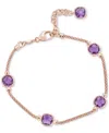 Macy's Amethyst Station Link Bracelet (4 Ct. T.w.) In 14k Rose Gold-plated Sterling Silver (also In Citrine In Amethyst