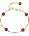 Macy's Lapis Lazuli Station Link Chain Bracelet In 14k Gold-plated Sterling Silver (also In Turquoise, Citr In Garnet