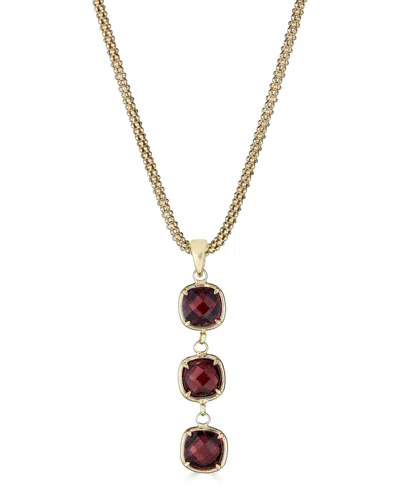 Macy's Lapis Lazuli Triple Drop Pendant Necklace In 14k Gold-plated Sterling Silver, 18 + 3" Extender (also In Garnet