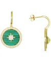 Macy's Lab-grown Malachite & Cubic Zirconia Dangle Disc Drop Earrings In Gold