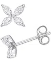Macy's Lab-grown Moissanite Flower Stud Earrings (3/4 Ct. T.w.) In 10k White Gold In Moissanite