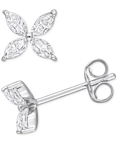 Macy's Lab-grown Moissanite Flower Stud Earrings (3/4 Ct. T.w.) In 10k White Gold