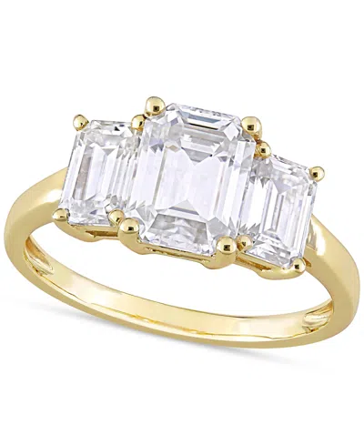 Macy's Lab-grown Moissanite Octagon-cut Three Stone Ring (2-3/4 Ct. T.w.) In 10k Gold