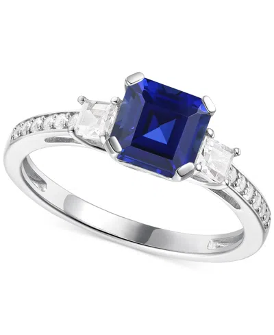 Macy's Lab-grown Morganite (1-3/8 Ct. T.w.) & Lab-grown White Sapphire (1/3 Ct. T.w.) Three Stone Ring In 1