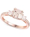 Macy's Lab-grown Morganite (1-3/8 Ct. T.w.) & Lab-grown White Sapphire (1/3 Ct. T.w.) Three Stone Ring In 1 In Morganite