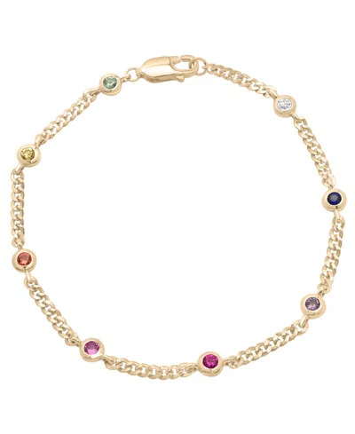 Macy's Lab-grown Multi-color Sapphire Link Bracelet (4/5 Ct. T.w.) In 14k Gold-plated Over Sterling Silver