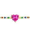 Macy's Lab-grown Multi-gemstone (1-1/4 Ct. T.w.) & Cubic Zirconia Heart Ring In 14k Gold-plated Sterling Si In Multi