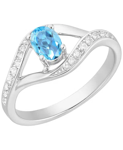 Macy's Lab Grown Multi Gemstone Ring In Sterling Silver (also In 14k Gold Over Sterling Silver) In Blue