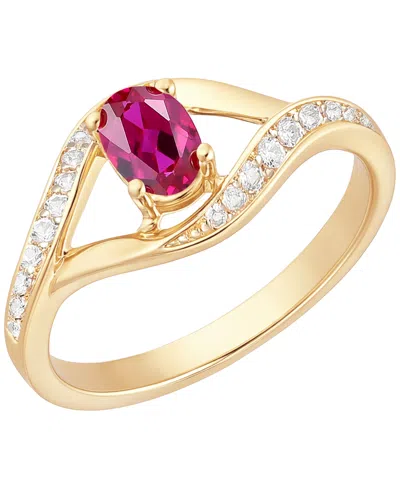 Macy's Lab Grown Multi Gemstone Ring In Sterling Silver (also In 14k Gold Over Sterling Silver) In Red