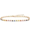 Macy's Lab Grown Multicolor Sapphire Flex Bracelet (2-1/8 Ct. T.w.) In 14k Gold Over Sterling Silver