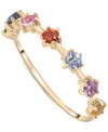 Macy's Lab Grown Multicolor Sapphire Thin Ring (5/8 Ct. T.w.) In 14k Gold Over Sterling Silver