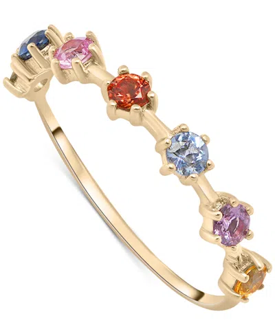 Macy's Lab Grown Multicolor Sapphire Thin Ring (5/8 Ct. T.w.) In 14k Gold Over Sterling Silver