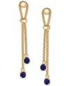 Macy's Lab Grown Onyx Popcorn Chain Link Drop Earrings In 14k Gold-plated Sterling Silver (also Available I In Lapis
