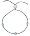 Macy's Lab Grown Onyx Popcorn Link Bolo Bracelet In 14k Gold-plated Sterling Silver (also Available In Lapi In Blue Topaz
