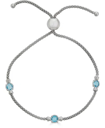 Macy's Lab Grown Onyx Popcorn Link Bolo Bracelet In 14k Gold-plated Sterling Silver (also Available In Lapi In Blue Topaz