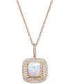 Macy's Lab-created Opal (1-3/8 Ct. T.w.) And White Sapphire (1/3 Ct. T.w.) 18" Pendant Necklace In 14k Rose In Opal