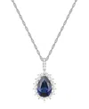 Macy's Lab-grown Opal (1 Ct. T.w.) & Lab-grown White Sapphire (1/2 Ct. T.w.) 18" Pendant Necklace In 14k Ro In Sapphire