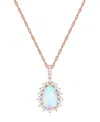 Macy's Lab-grown Opal (1 Ct. T.w.) & Lab-grown White Sapphire (1/2 Ct. T.w.) 18" Pendant Necklace In 14k Ro In Opal