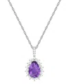 Macy's Lab-grown Opal (1 Ct. T.w.) & Lab-grown White Sapphire (1/2 Ct. T.w.) 18" Pendant Necklace In 14k Ro In Amethyst