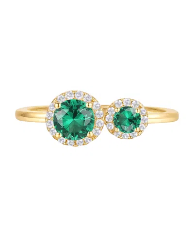 Macy's Lab Grown Opal (1/4 Ct. T.w.) & Lab Grown White Sapphire (1/6 Ct. T.w.) Ring In 14k Gold Over Sterli In Multi