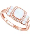 Macy's Lab-grown Opal (3/8 Ct. T.w.) & Lab-grown White Sapphire (1/6 Ct. T.w.) Statement Ring In 14k Rose G In Opal