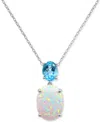 Macy's Lab-grown Opal (4-1/3 Ct. T.w.) & Sky Blue Topaz (2 Ct. T.w.) 18" Pendant Necklace In Sterling Silve In Multi Gemstone
