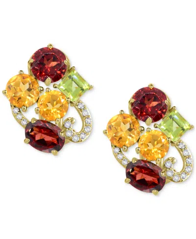 Macy's Lab-grown Opal And Multi-topaz Earrings In Sterling Silver