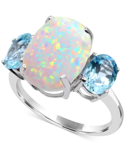Macy's Lab Grown Opal & Sky Blue Topaz (2 Ct. T.w.) Ring In Sterling Silver In Opal  Blue Topaz