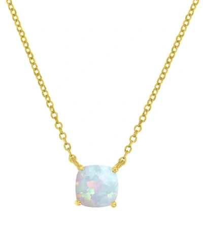 Macy's Lab-grown Opal Cushion Cut Solitaire 18" Pendant Necklace (5/8 Ct. T.w.)