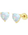 Macy's Lab-grown Opal Heart-shaped Solitaire Stud Earrings (5/8 Ct. T.w.) In Gold