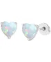 Macy's Lab-grown Opal Heart-shaped Solitaire Stud Earrings (5/8 Ct. T.w.) In Silver