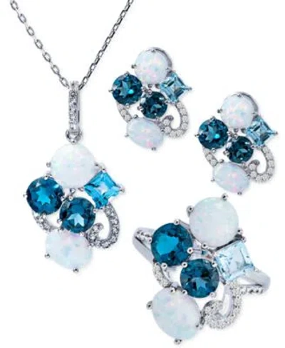 Macy's Lab Grown Opal Multicolor Topaz Jewelry Collection In Sterling Silver In Multi Pink