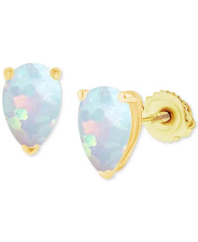 Macy's Lab-grown Opal Pear-shape Screw Back Stud Earrings (5/8 Ct. T.w.) In Gold