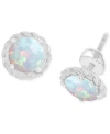 Macy's Lab-grown Opal Rope Frame Screw Back Stud Earrings (1/5 Ct. T.w.) In Silver