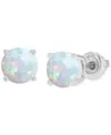 Macy's Lab-grown Opal Round Screw Back Stud Earrings (5/8 Ct. T.w.) In Silver