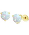 Macy's Lab-grown Opal Round Solitaire Screw Back Stud Earrings (5/8 Ct. T.w.) In Gold