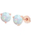 Macy's Lab-grown Opal Round Solitaire Screw Back Stud Earrings (5/8 Ct. T.w.) In Rose Gold
