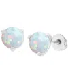 Macy's Lab-grown Opal Round Solitaire Screw Back Stud Earrings (5/8 Ct. T.w.) In Silver
