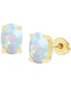 Macy's Lab-grown Opal Screw Back Closure Stud Earrings (5/8 Ct. T.w.) In Gold