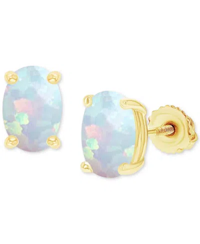 Macy's Lab-grown Opal Screw Back Closure Stud Earrings (5/8 Ct. T.w.) In Gold