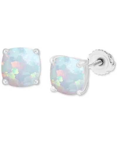 Macy's Lab-grown Opal Screw Back Stud Earrings (3/4 Ct. T.w.) In Sterling Silver