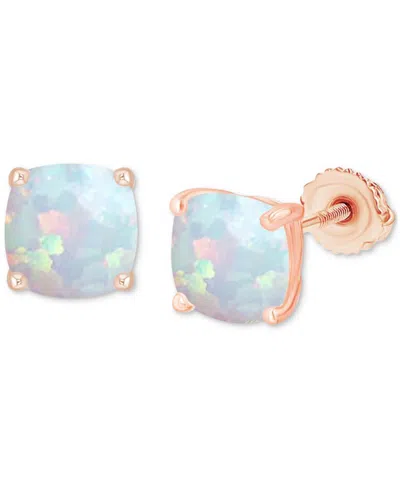 Macy's Lab-grown Opal Screw Back Stud Earrings (3/4 Ct. T.w.) In Sterling Silver In Rose Gold